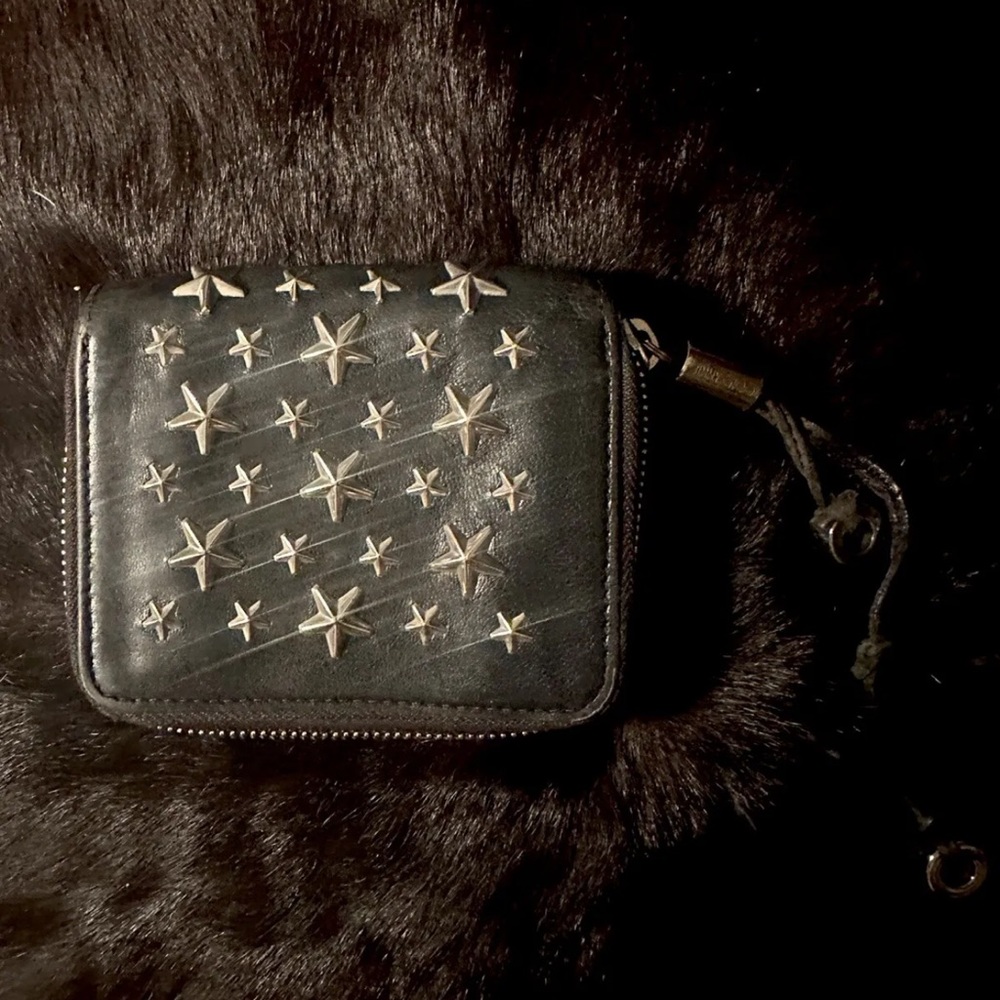 Jimmy Choo Black Leather Zippy Wallet